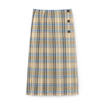 Shop Victoria Beckham Pleated Skirt In Sky Blue/yellow