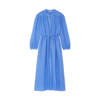 Shop Three Graces Julienne Dress In Lightweight Ramie Ocean Blue