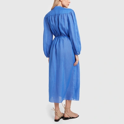 Shop Three Graces Julienne Dress In Lightweight Ramie Ocean Blue