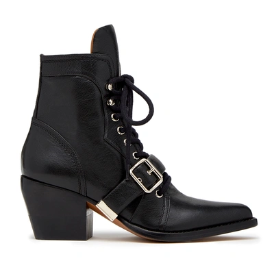 Shop Chloé Lace-up Heeled Booties In Black
