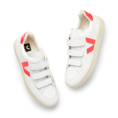 Shop Veja V-lock Sneakers In Extra White Rose Fluo