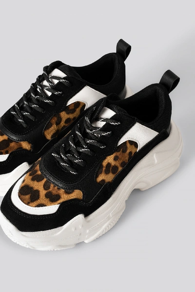 Shop Na-kd Leo Mix Chunky Trainers - Multicolor In Black Leopard Print