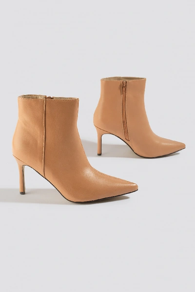 Shop Na-kd Pointy Stiletto Boots - Beige In Nude