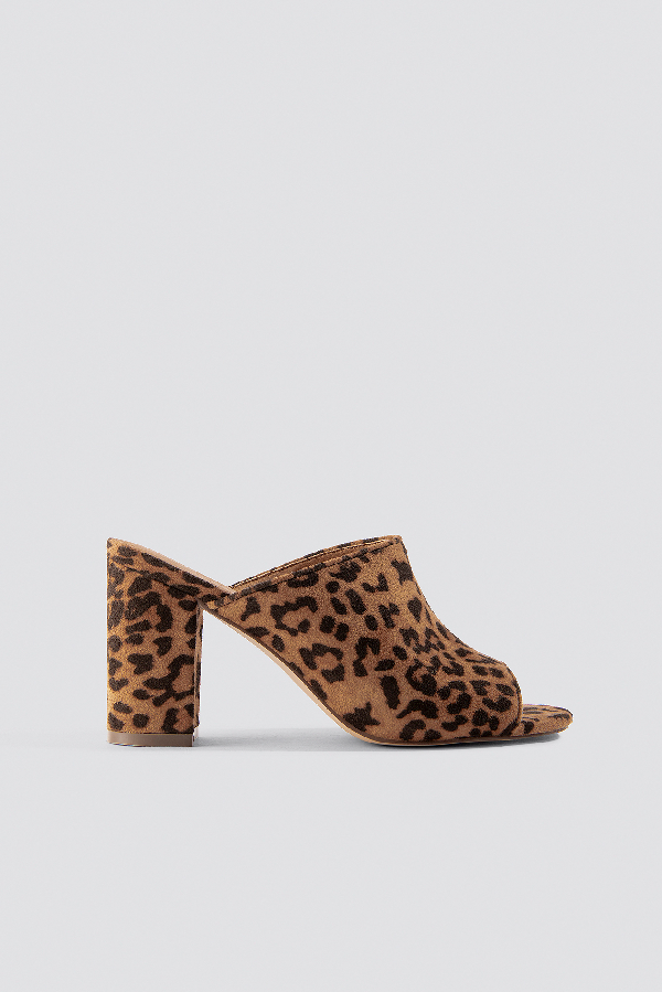 brown high heel mules