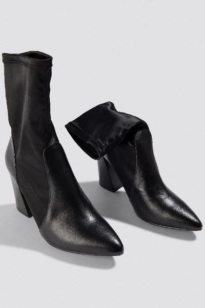 Shop Na-kd Pu Satin Sock Boots Black