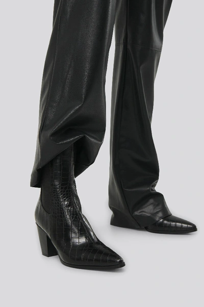 Shop Na-kd Elastic Detail Calf Boots Black