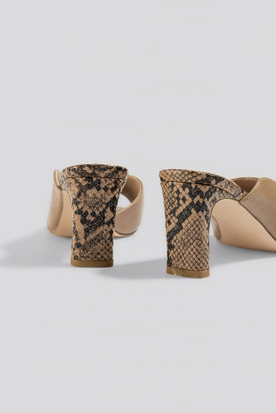Shop Na-kd Two Toned Mules - Multicolor In Beige/snake