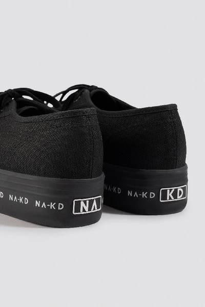 Shop Superga X Na-kd Branded Flatform Sneaker - Black In Black/white