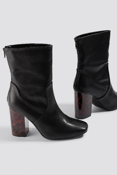 Shop Na-kd Tortoise Heel Boots - Black