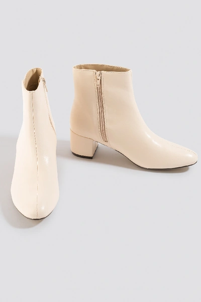 Shop Na-kd Soft Low Heel Booties White In Offwhite