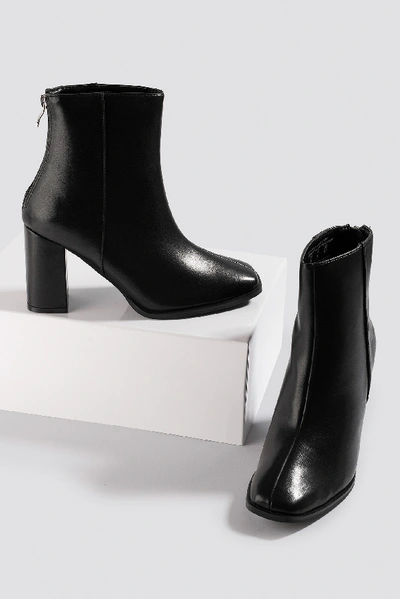Shop Na-kd Squared Front Ankle Boots - Black