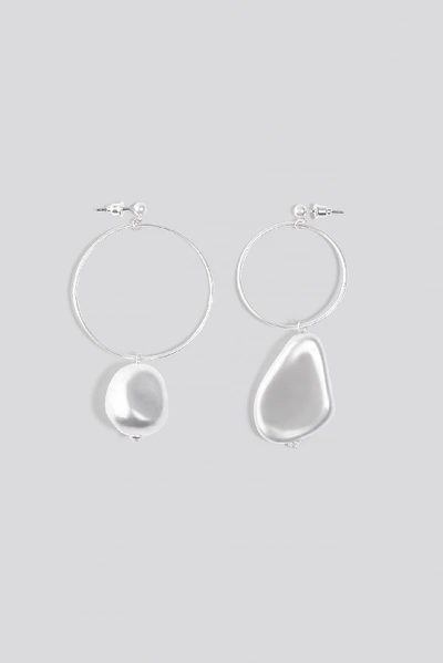 Shop Na-kd Silver Pearl Look Earrings - Silver