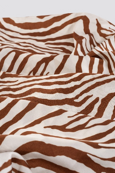 Shop Na-kd Zebra Satin Scarf White In Terracotta