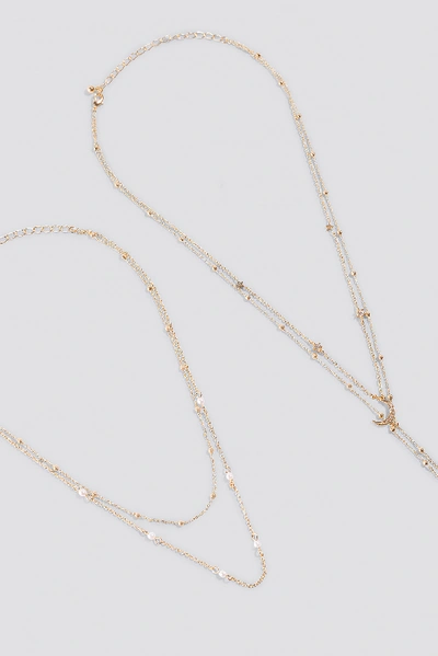 Shop Na-kd Multi Pearl Moon Drop Necklaces - Gold
