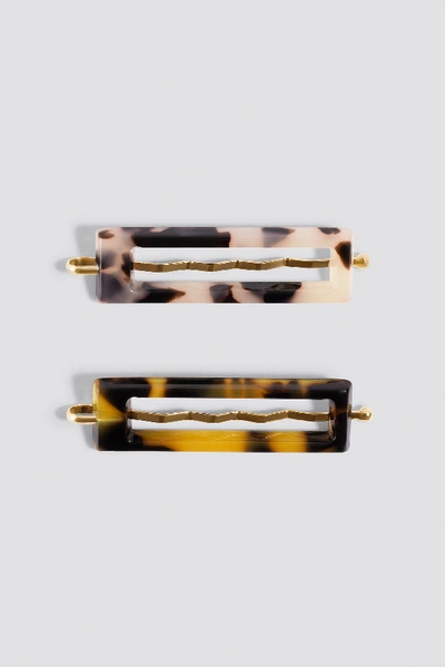 Shop Na-kd Double Pack Mini Resin Hair Pins Multicolor In Tortoise
