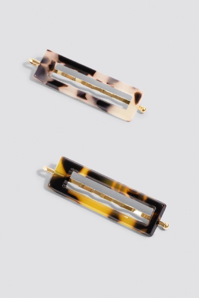 Shop Na-kd Double Pack Mini Resin Hair Pins Multicolor In Tortoise