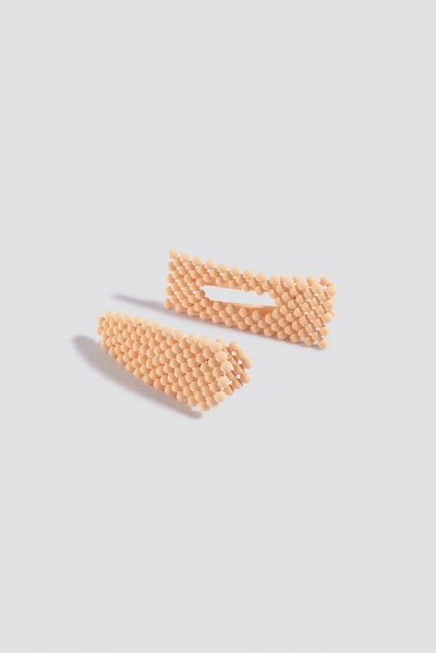Shop Na-kd Colored Beads Hairclips - Orange In Light Yellow