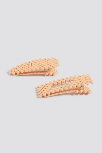 Shop Na-kd Colored Beads Hairclips - Orange In Light Yellow