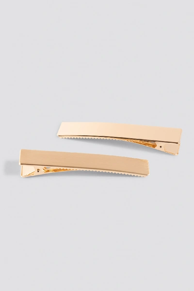 Shop Na-kd Double Pack Squared Hairclip - Gold