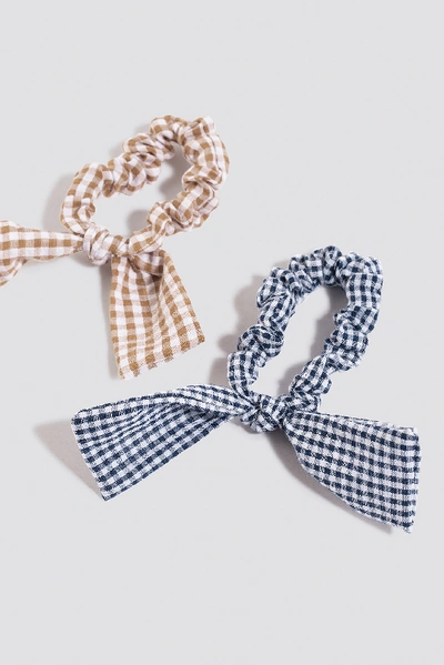 Shop Na-kd 2-pack Gingham Scrunchies - Brown,blue,multicolor In Mixed