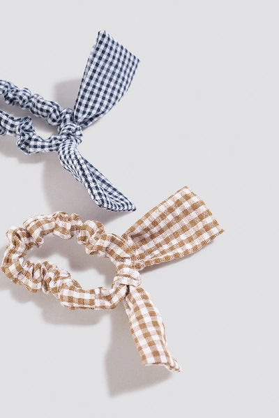 Shop Na-kd 2-pack Gingham Scrunchies - Brown,blue,multicolor In Mixed