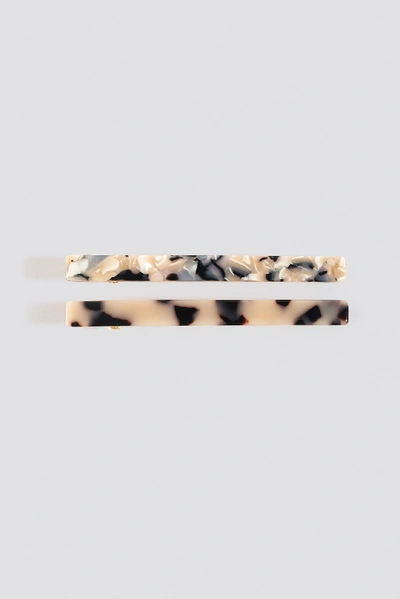 Shop Na-kd Double Pack Slim Hairclips - Brown In Tortoise