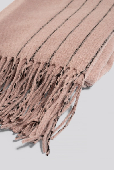 Shop Na-kd Half Striped Soft Scarf - Pink In Dusty Pink
