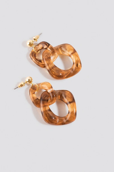 Shop Na-kd Double Chained Resin Earrings Brown In Tortoise