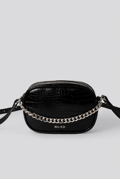 Shop Na-kd Croc Oval Crossbody Bag - Black