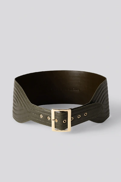 Shop Na-kd Quilted Wide Waist Belt Green In Khaki