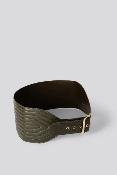 Shop Na-kd Quilted Wide Waist Belt Green In Khaki