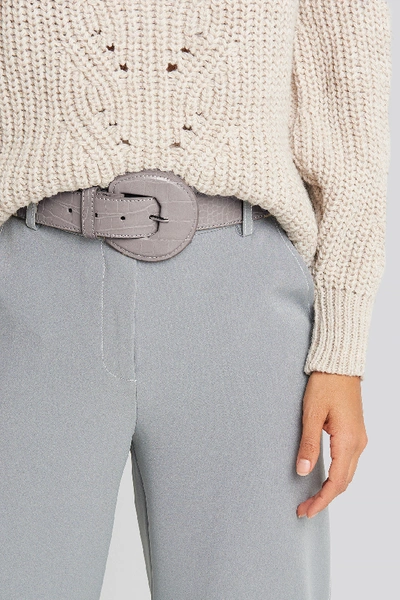 Shop Mango Vitoria Belt Grey In Gray