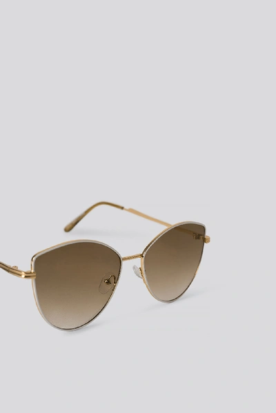 Shop Na-kd Retro Cateye Sunglasses - White,gold