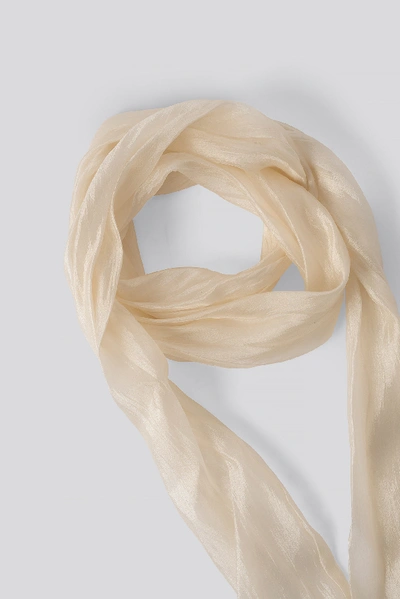 Shop Na-kd Shiny Slim Neck Scarf - Beige In Cream