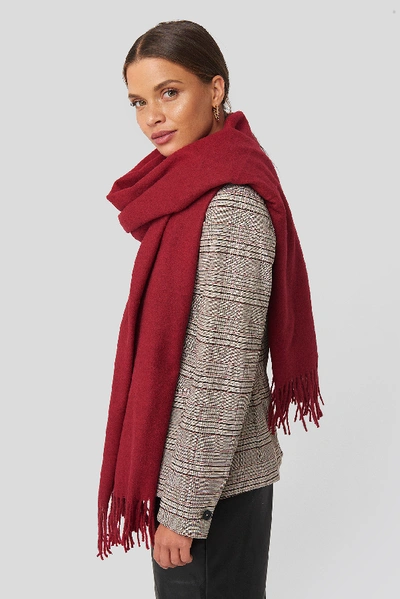 Shop Na-kd Light Wool Blend Scarf - Red In Wine Red