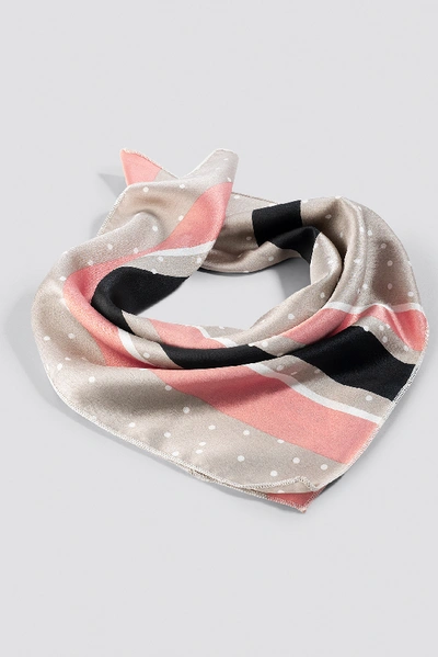 Shop Na-kd Stripe And Dots Satin Scarf - Multicolor In Nude