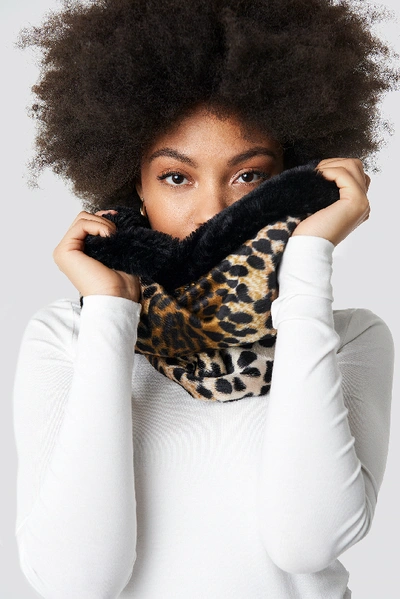 Shop Trendyol Leopard Patterned Neck Collar Scarf - Multicolor In Black