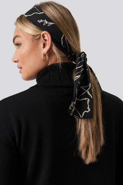 Shop Na-kd Ink Print Slim Hair Scarf - Black