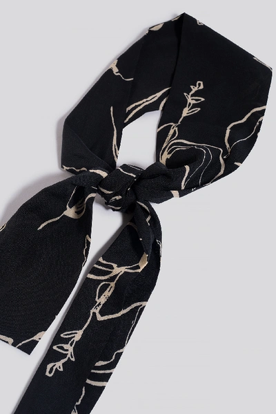 Shop Na-kd Ink Print Slim Hair Scarf - Black