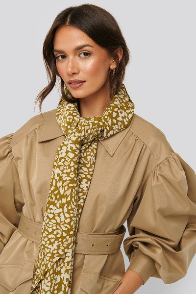 Shop Na-kd Abstract Leopard Scarf - Green In Khaki