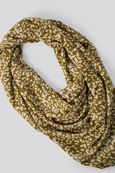 Shop Na-kd Abstract Leopard Scarf - Green In Khaki