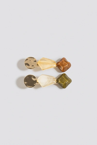 Shop Na-kd Colored Stone Hairclips - Multicolor In Natural