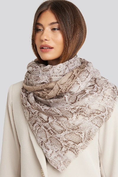 Shop Na-kd Thin Woven Snake Scarf - Beige,multicolor In Dusty Pink