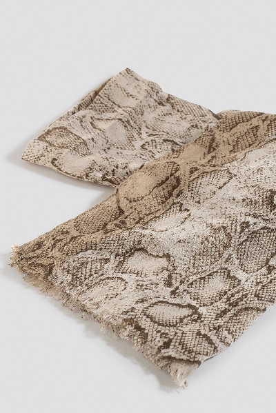 Shop Na-kd Thin Woven Snake Scarf - Beige,multicolor In Dusty Pink