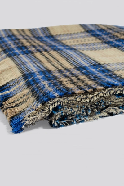 Shop Na-kd Oversized Chunky Checked Scarf - Multicolor In Blue/cream