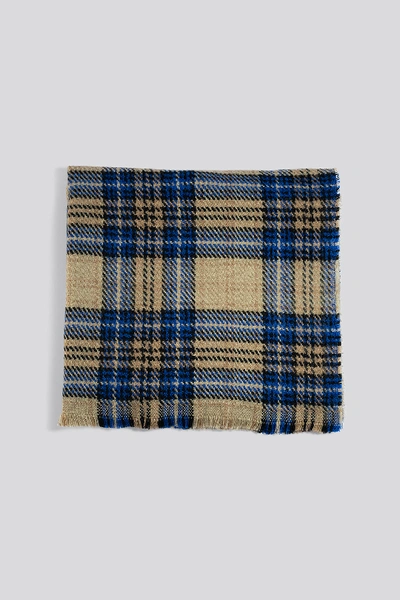 Na-kd Oversized Chunky Checked Scarf - Multicolor In Blue/cream
