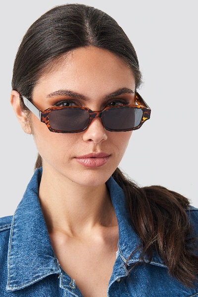 Shop Na-kd Wide Rectangular Sunglasses Brown In Tortoise
