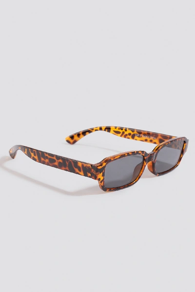 Shop Na-kd Wide Rectangular Sunglasses Brown In Tortoise