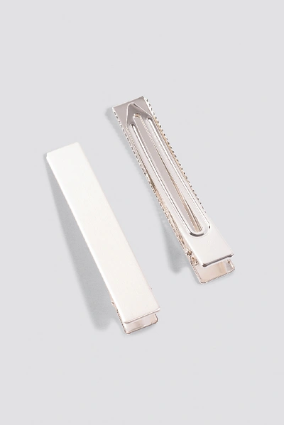 Shop Na-kd Double Pack Squared Hairclip - Silver