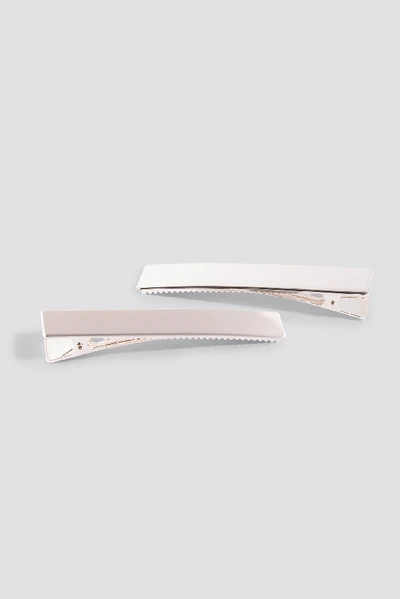 Shop Na-kd Double Pack Squared Hairclip - Silver